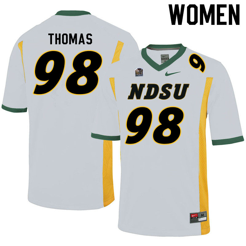 Women #98 Brayden Thomas North Dakota State Bison College Football Jerseys Sale-White - Click Image to Close